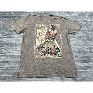 Lotus Fashion Shirt Small Beige Cotton Vintage Wash Bull Skull Graphic‎ Cowboy